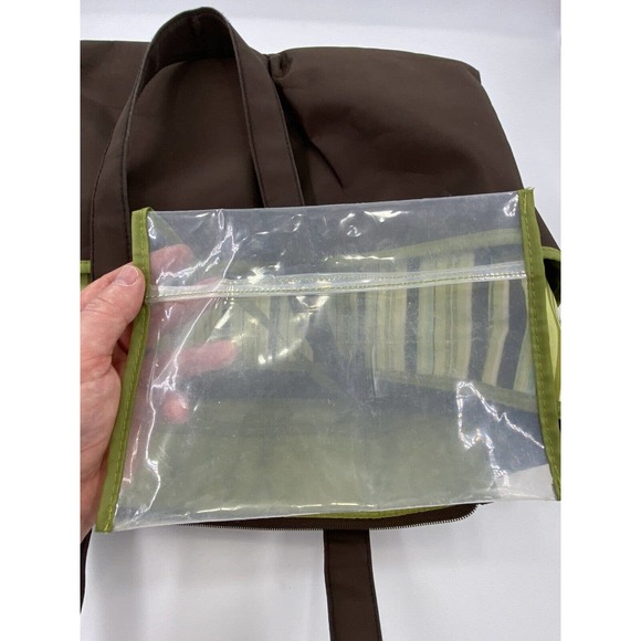 2014 Geoffrey LLC 19 Inch Diaper Bag Baby Tote Bag - Brown w/Green Stripes - Picture 6 of 9